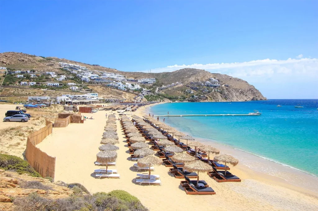 View of Elia Beach, Mykonos